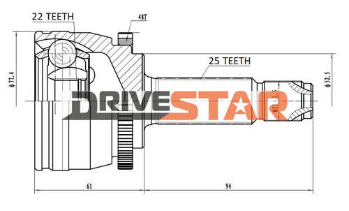 DRIVESTAR OCKH0001F ШРУС наружный 22x55x25