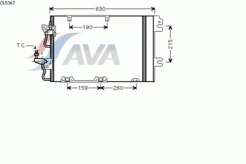 AVA OL5367D Радиатор кондиционера! с осушит. Opel Astra 1.8i 16V АКПП 04>