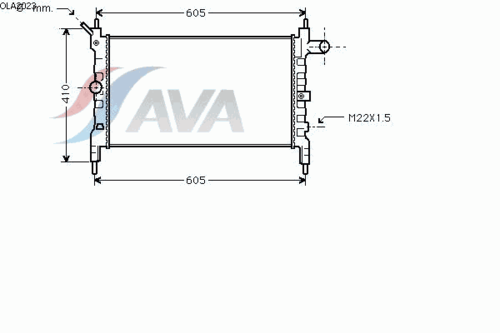 AVA OLA2023 Радиатор системы охлаждения! без AC Opel Astra 1.4i/1.6i 91>