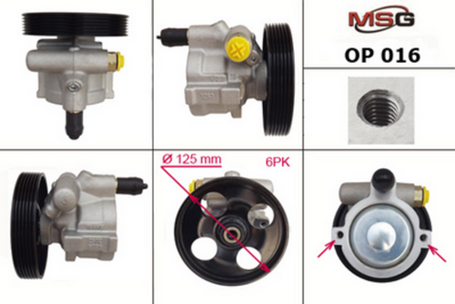 MSG OP016 Насос ГУР новый NISSAN INTERSTAR02-,OPEL VIVARO 02-,RENAU LAGUNA II01-,RENAU TRAFIC 01-