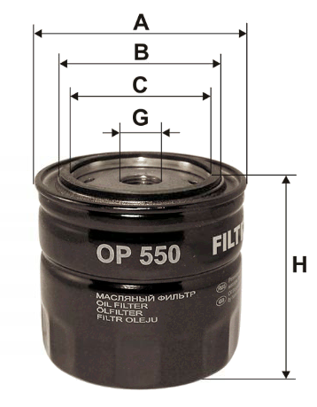 FILTRON OP 550 Фильтр масляный! Lancia Prisma 1.9D, Toyota Celica 2.0i 82-92;Масляный фильтр