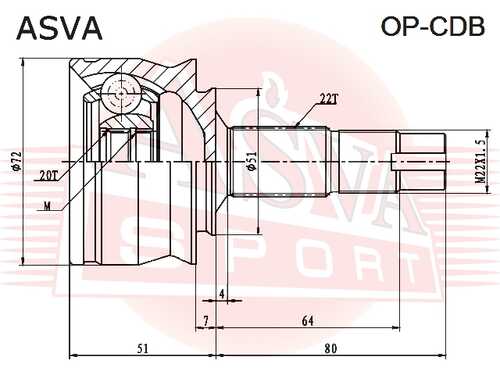 ASVA OP-CDB ШРУС наружный 20X51X22