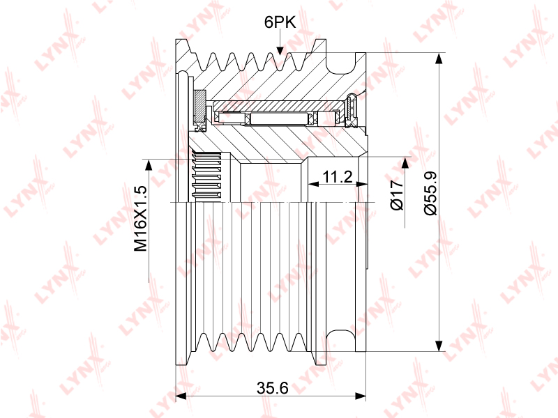 LYNX PA1037 Муфта свободного хода генератора AUDI A3 1.8-2.0 03-12 / A4 2.6-2.0 00-08 A6 2.0 01-11 TT 0