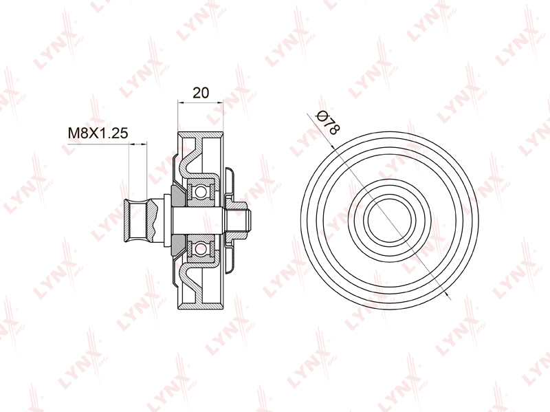 LYNX PB-5006 Ролик натяжной ремня кондиционера! Hyundai Elantra 00>, KIA Cerato/Spectra 04-06