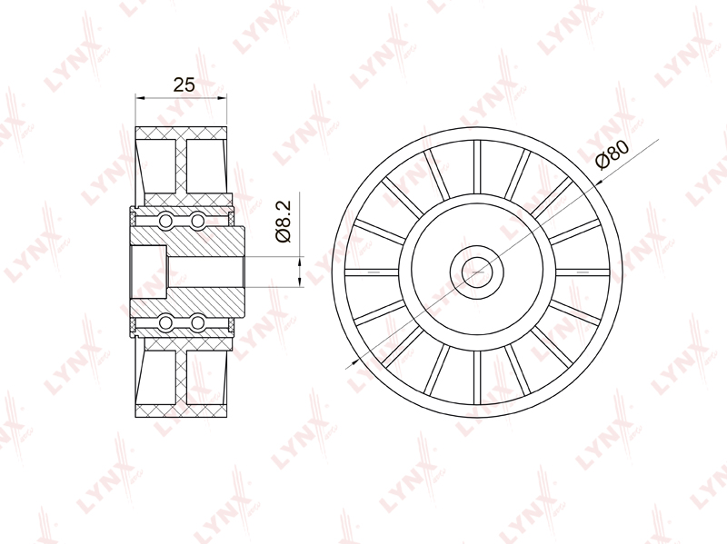 LYNX PB-5008 Натяжной ролик, поликлиновый ремень