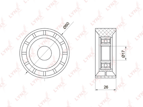 LYNX PB-7027 Паразитный / ведущий ролик, поликлиновый ремень