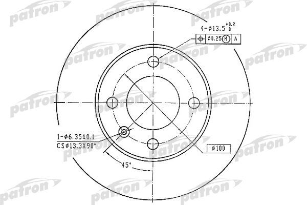 PATRON PBD1517 Диск тормозной передн AUDI: 80 76-78, 80