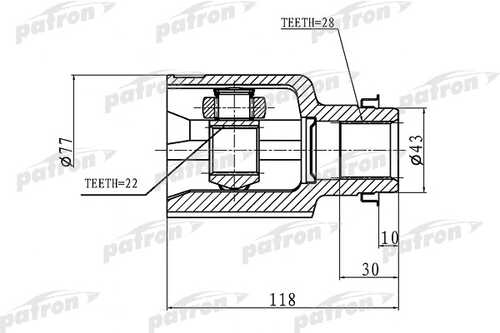 PATRON PCV1046 ШРУС внутренний правый 28x43x22 MAZDA 3 BK 01.07.2007- AT