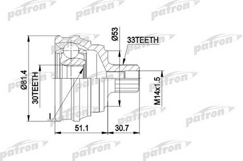 PATRON PCV1066 ШРУС наружн комплект 33x53x30 AUDI: 80