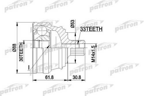 PATRON PCV1091 ШРУС наружн комплект 33x53x30 AUDI: 80, 90 1.6-2.0 4.88-7.94