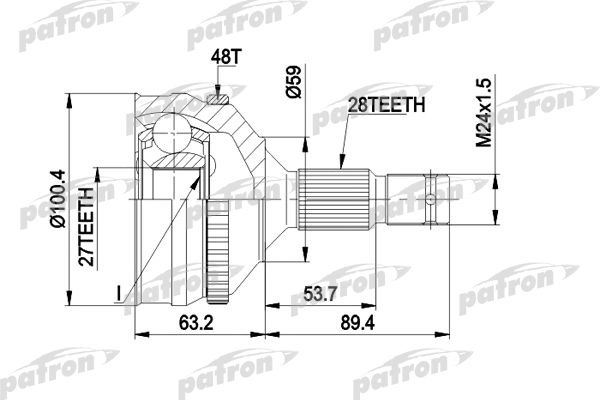 PATRON PCV1264 ШРУС наружн комплект CITROEN: XM 89 - 94, XM Break 89 - 94, PEUGEOT: 605 89 - 99