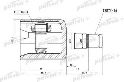 PATRON PCV1305 ШРУС внутренний VW Passat B6 05-11