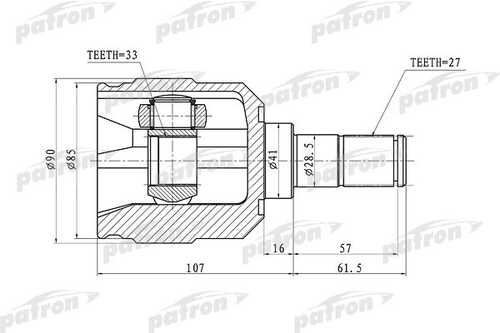 PATRON PCV1355 Шарнирный комплект, приводной вал