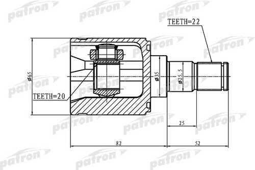 PATRON PCV1356 ШРУС внутренний KIA Picanto 04>