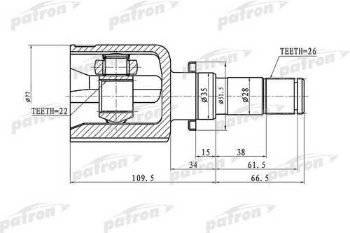 PATRON PCV1363 ШРУС внутренний АКПП Mazda 3 BK 01.07.07>