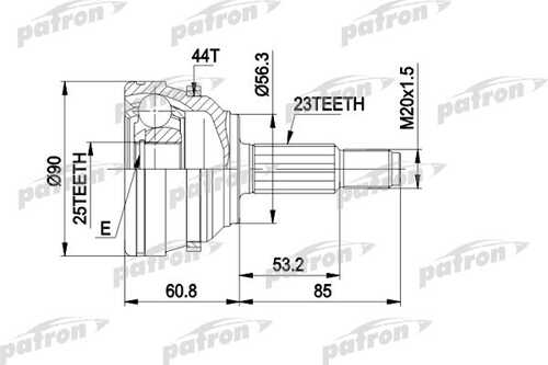 PATRON PCV1422 ШРУС наружн комплект RENAULT LAGUNA 93 - 01, LAGUNA Grandtour 95 - 01, MEGANE Grandtour 99 - 03