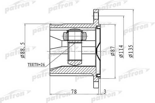 PATRON PCV1423 ШРУС внутренний правый 26x87 NISSAN X-TRAIL T30 00-06