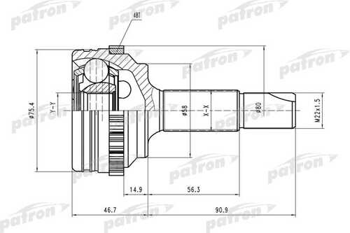 PATRON PCV1460 ШРУС наружн комплект TOYOTA: Yaris 99-