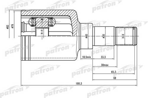 PATRON PCV1486 ШРУС внутренний левый 26x40x24 FORD TRANSIT CONNECT (TC7) 02-