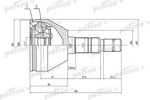 PATRON PCV1505 ШРУС наружн комплект OPEL: Astra H 04-