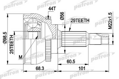 PATRON PCV1600 ШРУС наружн комплект NISSAN: X-TRAIL 01-, MA