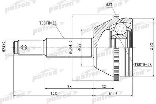 PATRON PCV1674 Шарнирный комплект, приводной вал