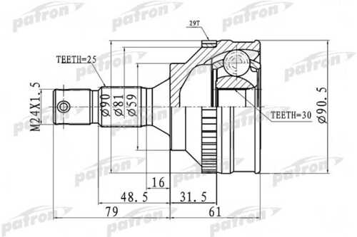 PATRON PCV1717 ШРУС наружный с кольцом ABS 25X59X30 ABS:29T LIFAN