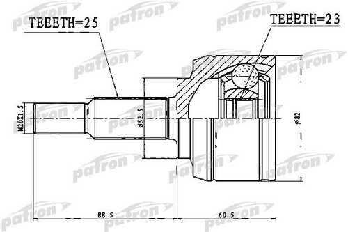 PATRON PCV1767 ШРУС наружный 25x52,5x23 DACIA DOKKER 1,2TCE 1,5DCI 12-, RENAULT MEGANE 1,6 16V 08-, SCENIC III 1,6