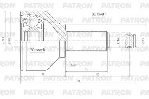 PATRON PCV2149 ШРУС наружный 31X57X30 FORD Transit 2014- (TTG)