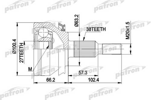 PATRON PCV4032 Шарнирный комплект, приводной вал