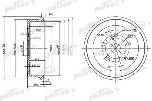 PATRON PDR1182 Барабан тормозной задн TOYOTA: CARINA E