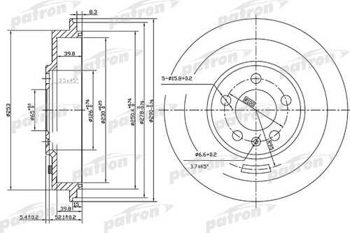 PATRON PDR1493 Барабан тормозной задн SKODA: OCTAVIA 96