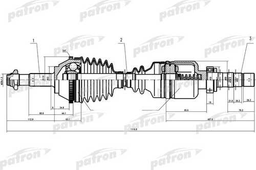 PATRON PDS0087 Полуось прав FIAT: Ducato, PEUGEOT: Boxer 2.0-2.5D MG5 94> 1.4Q +ABS колеса R16, Z: 41 в КПП