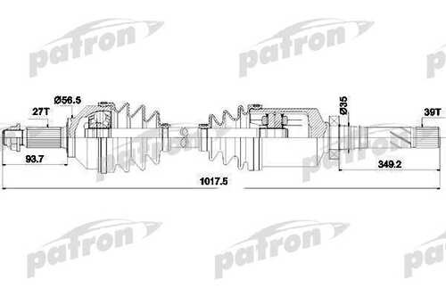 PATRON PDS0378 Полуось прав OPEL: Vivaro, RENAULT:Traff