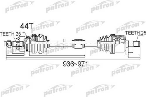 PATRON PDS0487 Полуось передний мост справа 25X936X71,8X25 ABS:44T HYUNDAI COUPE (CB) 01 - ELANTRA (CA) 00 -