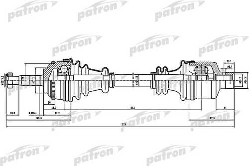 PATRON PDS1432 Полуось прав RENAULT: KANGOO 1.2/1.4/D 5