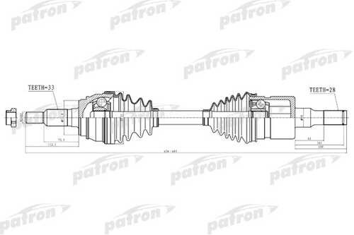 PATRON PDS1525 Полуось передняя левая/правая с ШРУСом