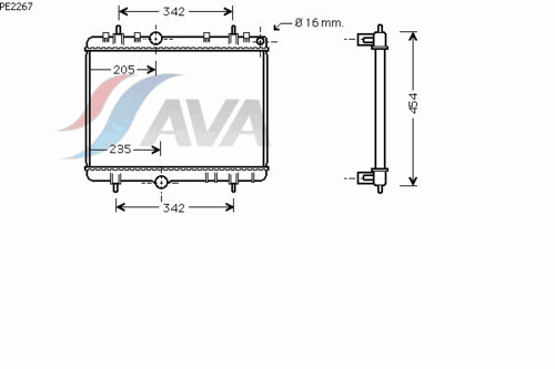 AVA PE2267 Радиатор системы охлаждения! Peugeot 307/407, Citroen C4/C5 1.6-2.0 04>