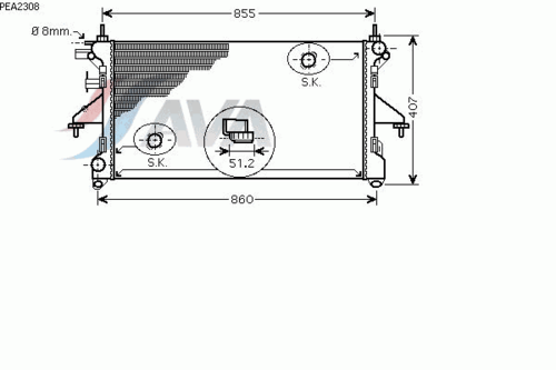 AVA PEA2308 ***радиатор системы охлаждения! МКППpeugeot Boxer,Citroen Jumper,Fiat Ducato 2.2HDi 06>
