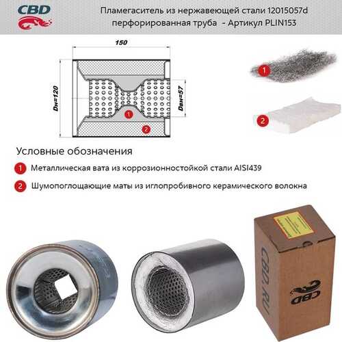 CBD PLIN153 Пламегаситель коллекторный 12015057D перфорированный диффузор