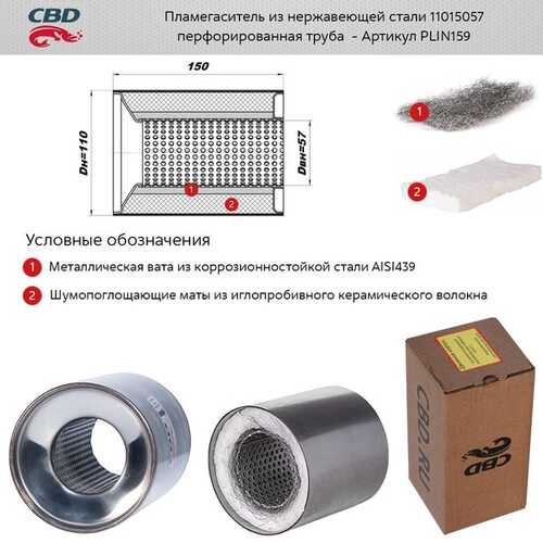 CBD PLIN159 Пламегаситель коллекторный 11015057 перфорированный внутренний узел