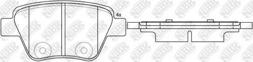 NIBK PN0550 - колодки дисковые задние! с антискрип. пл. AudiA3, VW Golf, Skoda Superb 1.2-3.2 08>