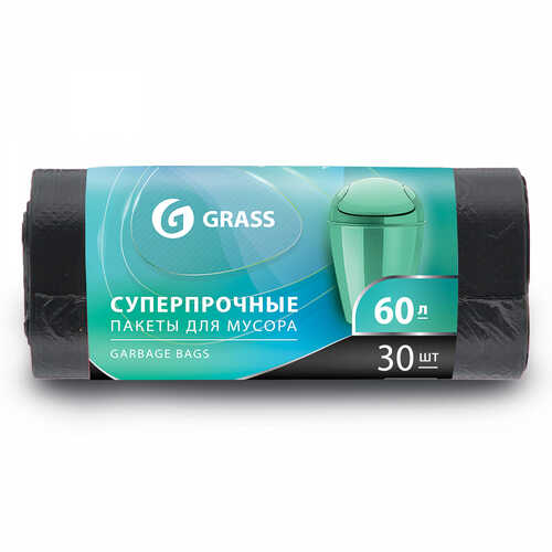 GRASS PP-0021 Мешок для мусора! пнд в рулоне, 60л, 65x55 8мкр (черный) (рул. 30 шт)