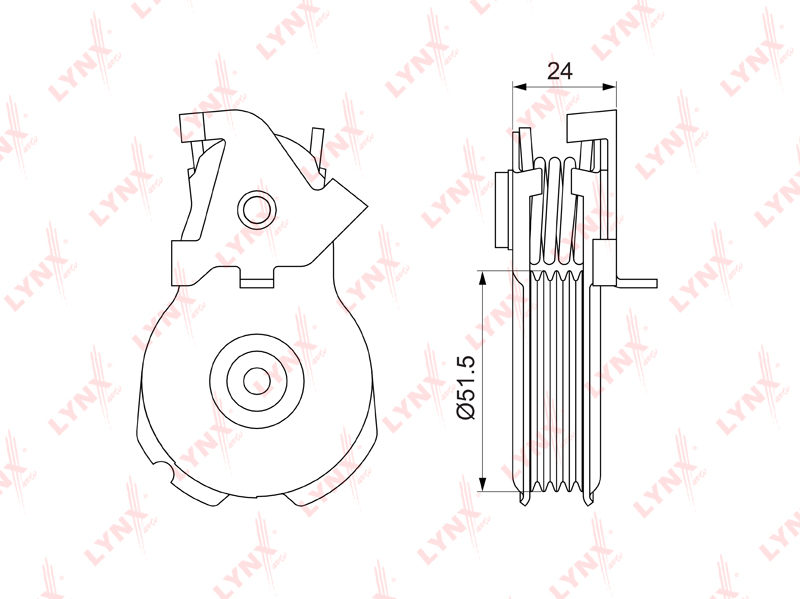 LYNX PT3053 Натяжитель с роликом / приводной FORD Mondeo I-III 2.5-3.0 94-07, MAZDA MPV 99-06 / Tribute