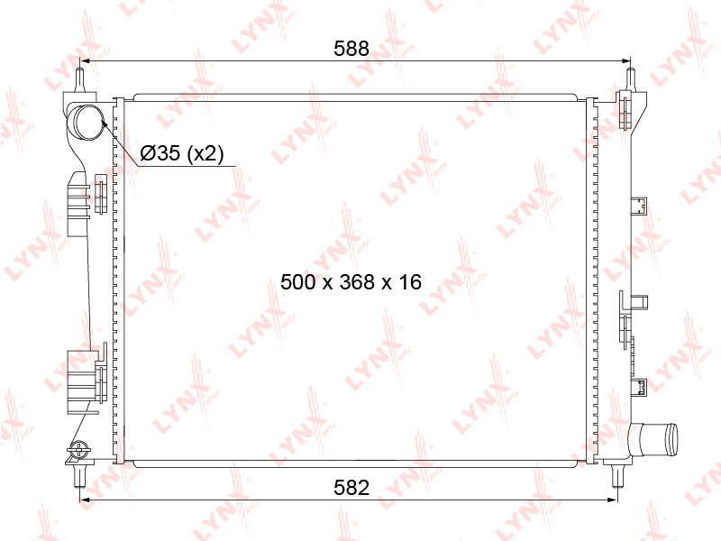 LYNX RB-1048 Радиатор системы охлаждения! MКПП Hyundai Solaris 1.4i-1.6i, Kia Rio 1.2i-1.6 11>