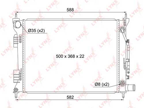 LYNX RB-1049 Радиатор охлаждения! АКПП Hyundai Solaris 1.4/1.6 10>, Kia Rio 1.25/1.4 11>