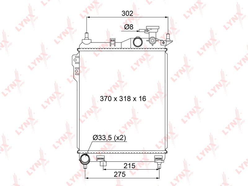 LYNX RB-1058 Радиатор системы охлаждения! МКПП Hyundai Getz 1.1 06-09/1.1-1.3i 12V 02-06