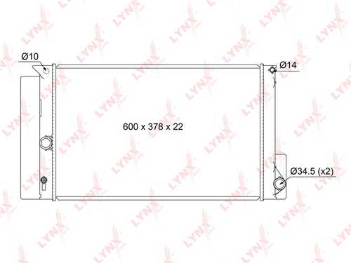 LYNX RB-1122 Радиатор, охлаждение двигателя МКПП, for:DENSO, L599, H372, B16 TOYOTA