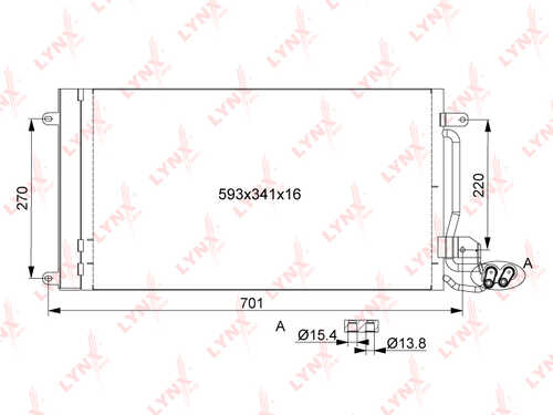 LYNX RC-0095 Радиатор конд.! Seat Ibiza 1.2/1.4-1.9TDi 08>