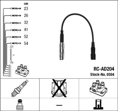 NGK RCAD204 RC-AD 204 комплект проводов! Audi 80/100/A6 2.6-2.8 91-97